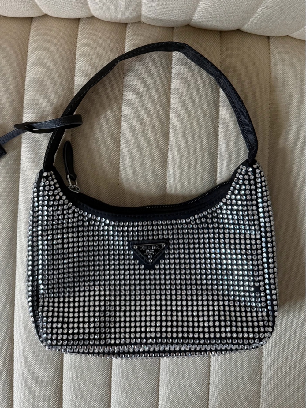 Prada woman Re-edition 2000 crystal satin mini bag